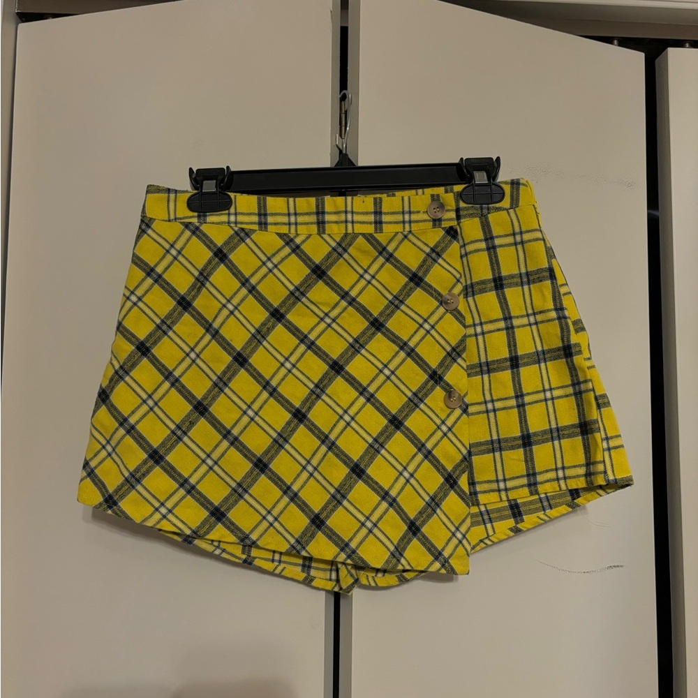 Yellow Plaid Women's high waisted Skort, Clueless Halloween costume